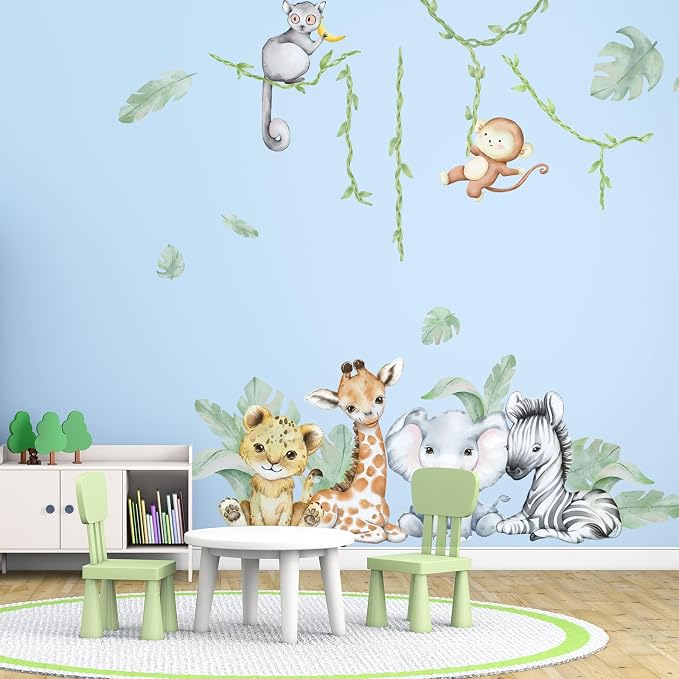 59.05x53.14 Inch Woodland Animals Wall Decals Forest Animal Wall Decal Elephant - Image 5