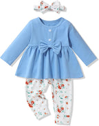 oklady Toddler Baby Girl Clothes Solid Color Ruffle Tops Floral Pants by Oklady