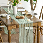 Artoid Mode Pearl Green Gauze Table Runner 120 Inch 10FT, Seasonal Sheer Dining - Image 3