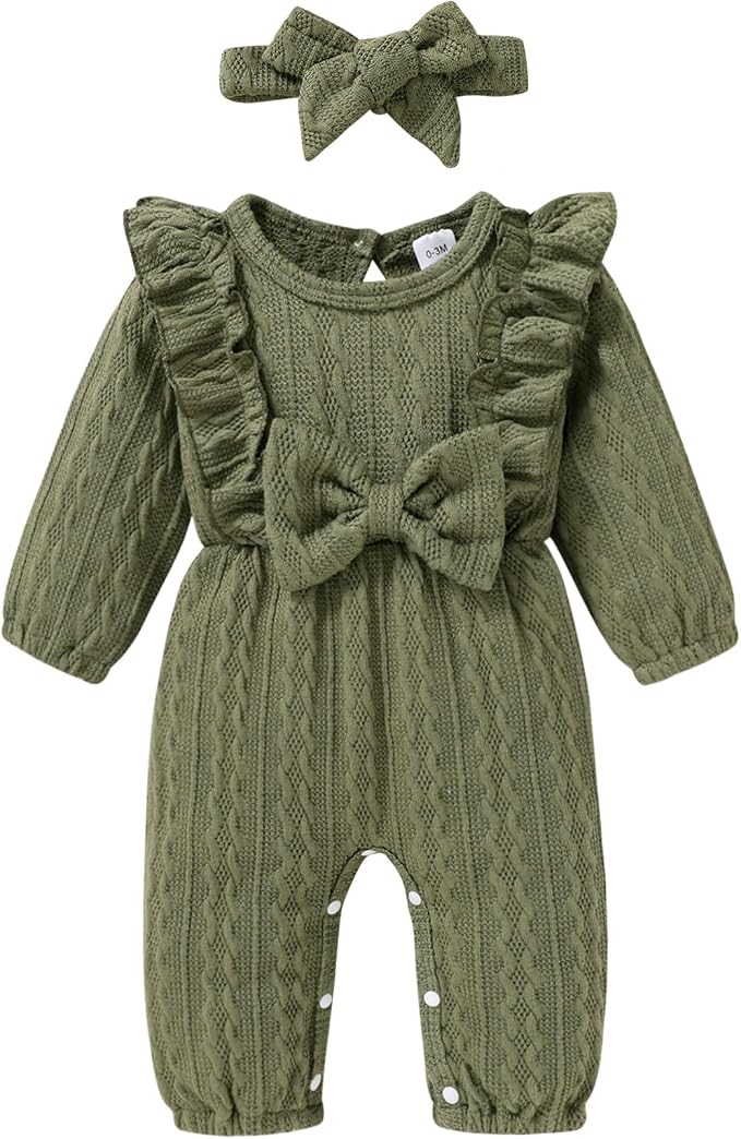 Happy Town Baby Girl Romper Infant Fall Winter Clothes Ruffle Sweater Long by HappyTown
