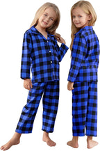 Schbbbta Kids Pajamas Set, Plaid Button Down Pjs - Image 2