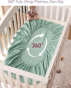 Momcozy Muslin Standard Fitted Crib Sheets, 2 Pack Soft Breathable Natural - Image 6