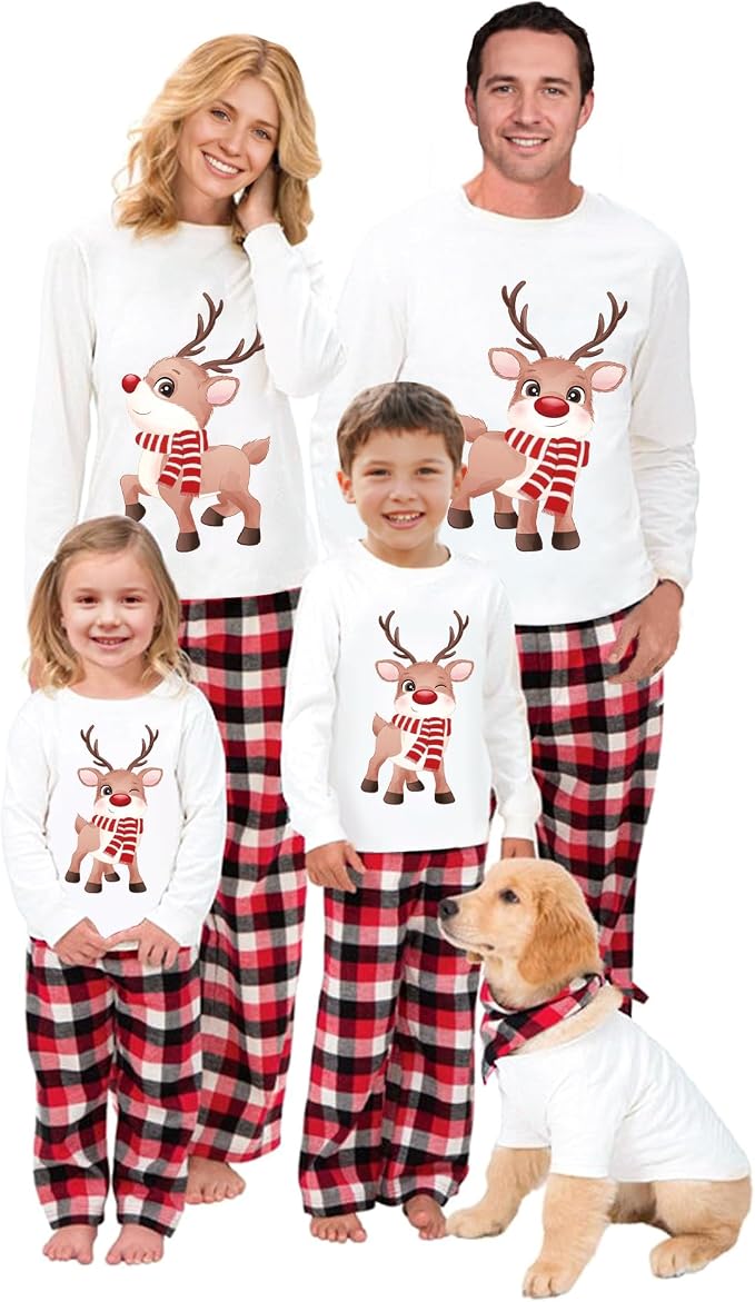 Awoscut Christmas Family Matching Pajamas Christmas Pjs Holiday Nightwear - Image 7
