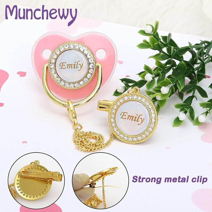 Custom Pacifier with Name, Personalized Pacifier Clip Set with Gift Box - Image 7