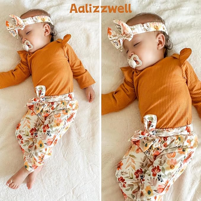Aalizzwell Preemie Newborn Infant Baby Girls Clothes Ribbed Romper Bodysuit - Image 2