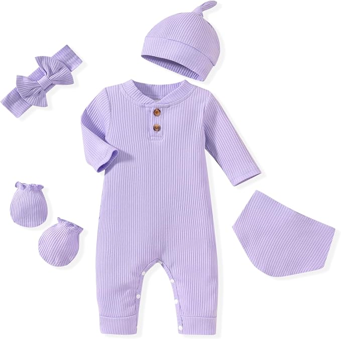 Aalizzwell Newborn Baby Ribbed Romper by Aalizzwell
