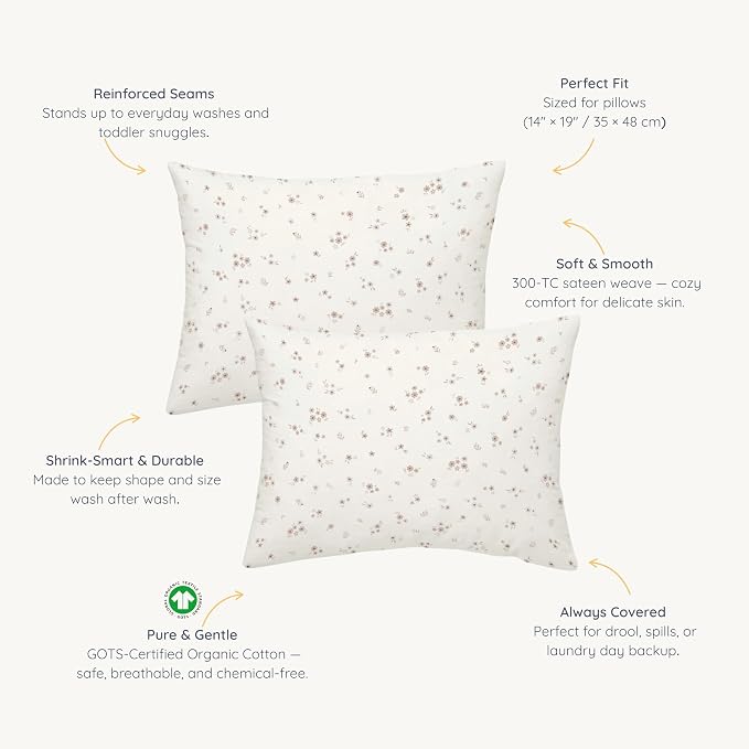 Makemake Organics Organic Toddler Pillowcase GOTS Certified Organic Cotton - Image 2