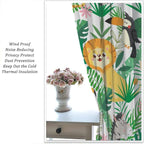 Jungle Animals Curtains Cartoon Cute Lion Giraffe Monkey Zebra Woodland Art - Image 3