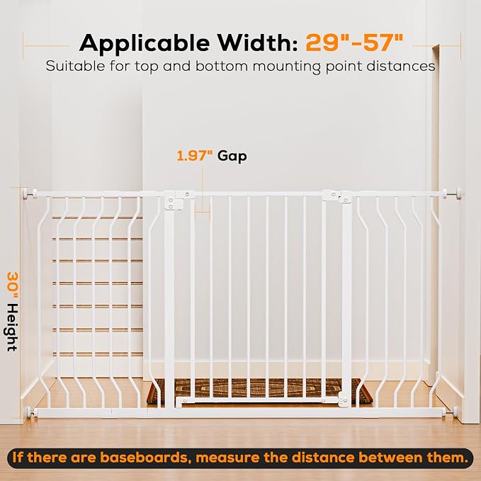 29-57" Baby Gate for Stairs, Baby Safety Essentials, Auto Close Gate for - Image 3
