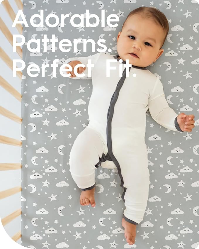 Crib Fitted Sheet Star, Super Stretchy Jersey Crib Sheets, Buttery Soft Boy - Image 2