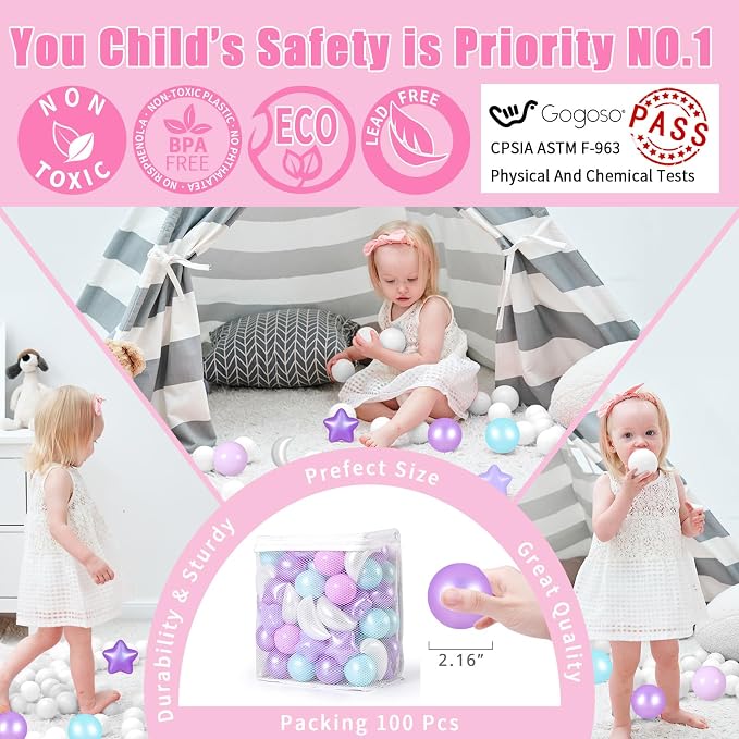 GOGOSO Ball Pit Balls Stars Moon Shapes Plastic Pitballs - Image 3
