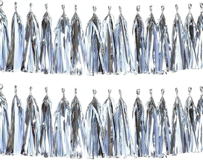 30pcs Silver Tissue Tassels DIY Hanging Decorations by Yangeey