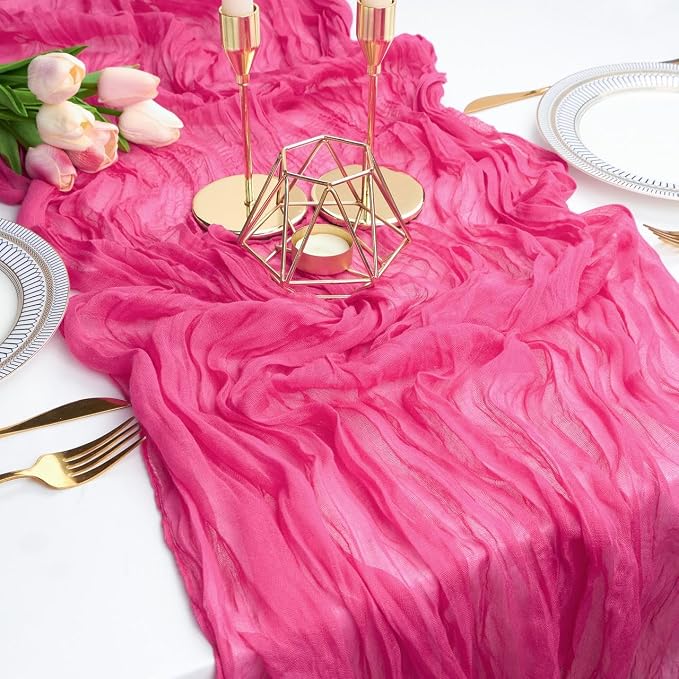 FEXIA 3 Pack Rose Red Table Runner 35x120 Inches - Image 2
