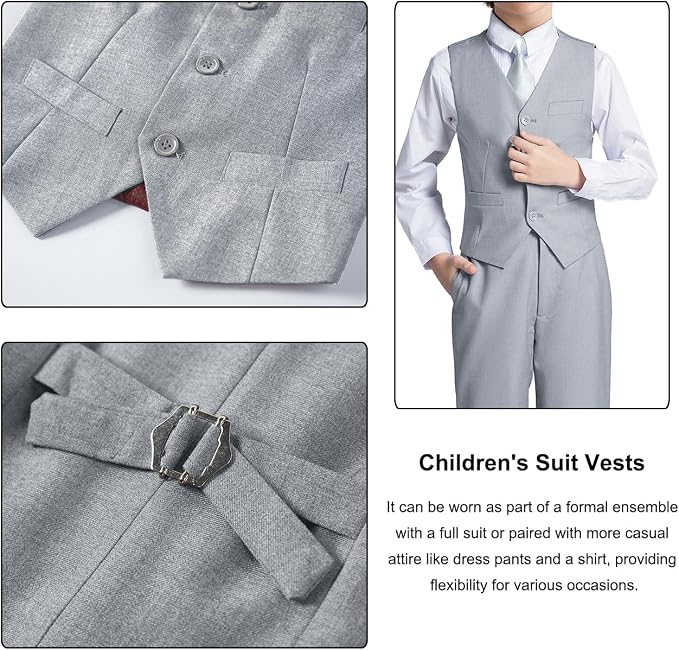 Boys Suit for Kids Teens Formal 5 Piece Tuxedo Suit Set - Image 4
