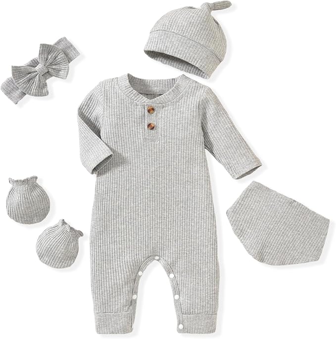 Aalizzwell Newborn Baby Ribbed Romper by Aalizzwell