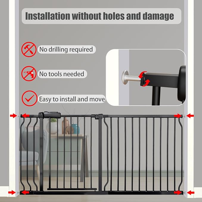 Expandable Baby & Dog Gate 38.5-43.3 Inch, Tension Mounted Indoor Safety Gate - Image 5