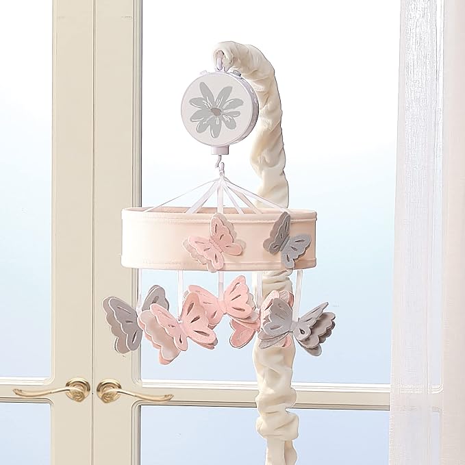 Lambs & Ivy Baby Blooms Pink Butterfly Musical Baby Crib Mobile Soother Toy - Image 6