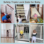 WAOWAO Triple Lock Baby Gate Extra Wide 53.93-57.87" Pressure Mounted Walk - Image 6