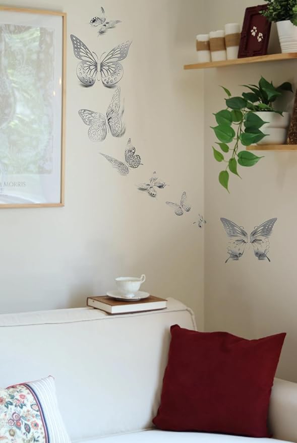 3D Silvery Butterfly Wall Stickers - Image 5