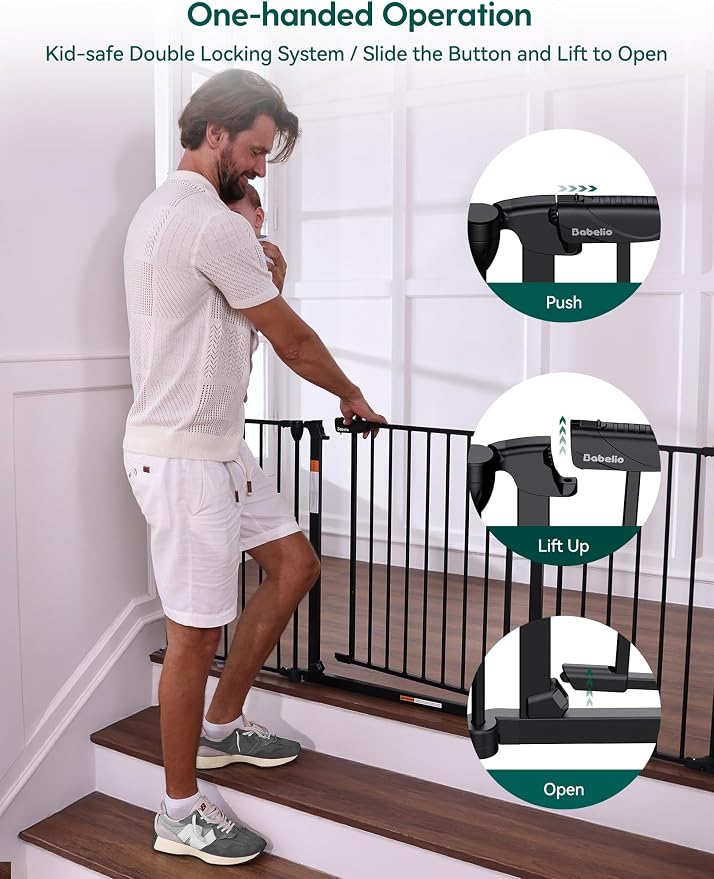 Babelio 71" Extra Wide Baby Gate, Hardware Mounted Pet Gate Indoor, Foldable 3 - Image 5