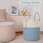 Large Woven Laundry Basket Hamper, 60L Cotton Rope Storage Bin - Image 3