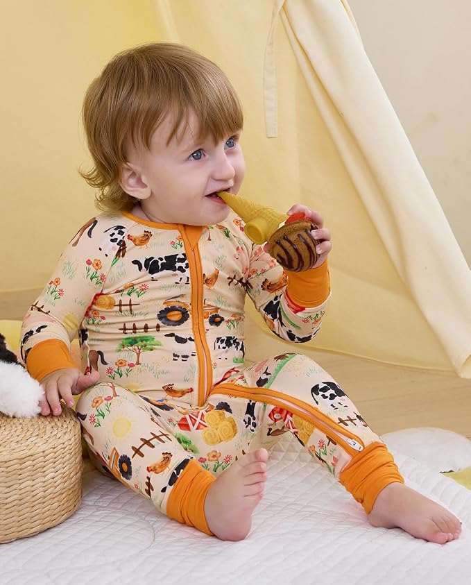 Bamboo Viscose Baby Convertible Footie Pajama, Zipper Pajamas - Image 7