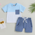 Rtnnsbbfcm Newborn Baby Boy Summer Clothes Short Sleeve Color Block Front - Image 2