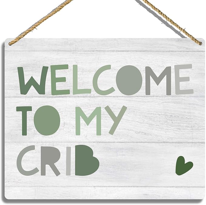 Sahjzk Baby Boy Nursery Decor, Welcome to My Crib Wooden Wall Plaque, 10x8 inch by sahjzk