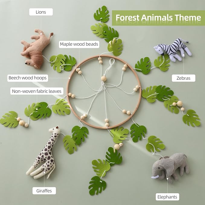 let's make Baby Mobile for Crib Safari Nursery Mobile Handmade Jungle Baby - Image 4