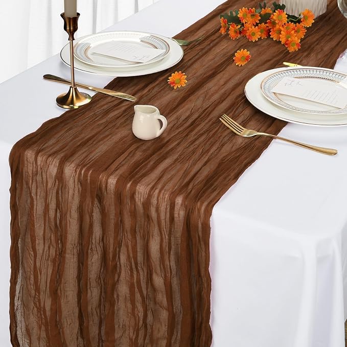 6 Pack Brown Fall Cheesecloth Table Runner 10Ft Gauze Cheese Cloth Table Runner - Image 4