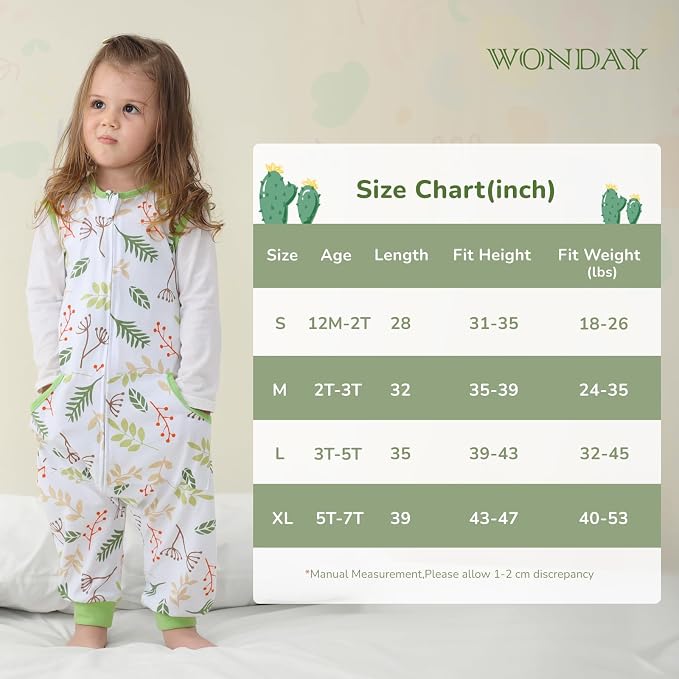 WONDAY Toddler Sleep Sack with Feet, 0.5 Tog Sleeping Sacks - Image 5