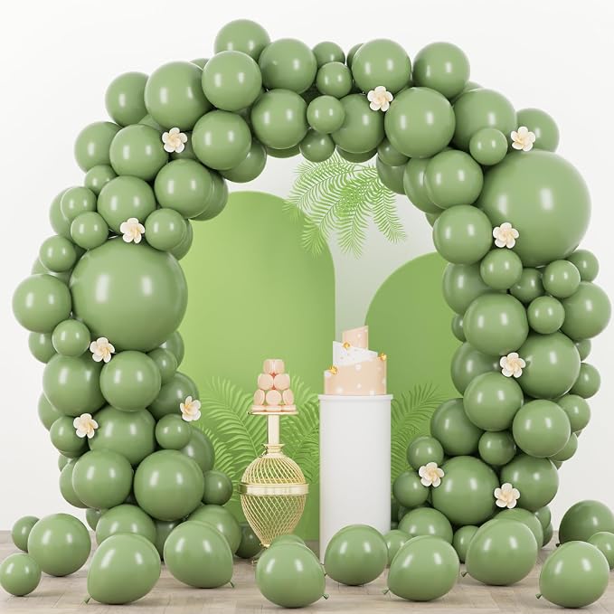 90pack Sage Green Balloons Different Size 18/12/10/5 Inch Olive Green Balloon by Voircoloria