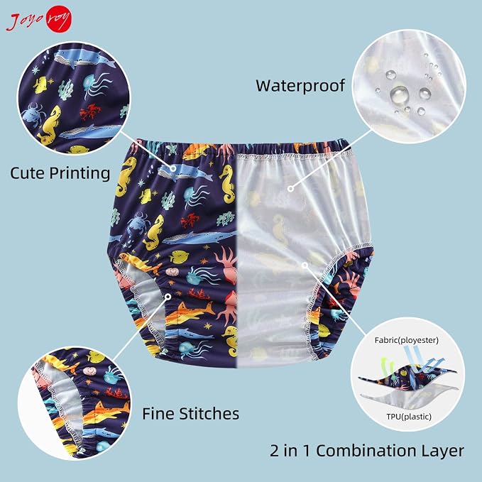 Joyo roy 6Pcs Cloth Diaper Cover Waterproof Plastic Training Pants - Image 2