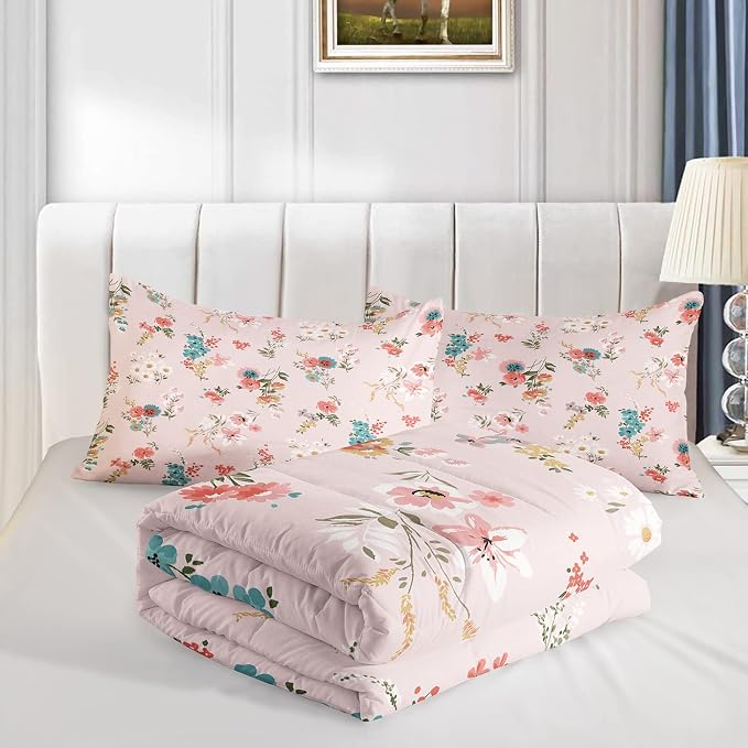 QOOMO Floral Comforter Set, Queen Size, Printed Comforter - Image 4