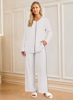 OUGES 100% Cotton Women's Maternity Nursing Pajamas Sets Button Down - Image 5