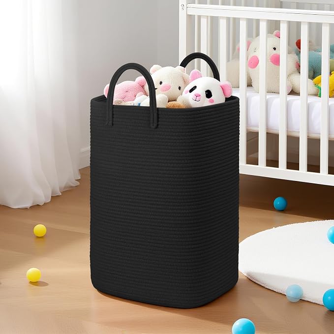 Laundry Basket, Woven Cotton Rope Laundry Hamper, 40L Versatile Storage - Image 6