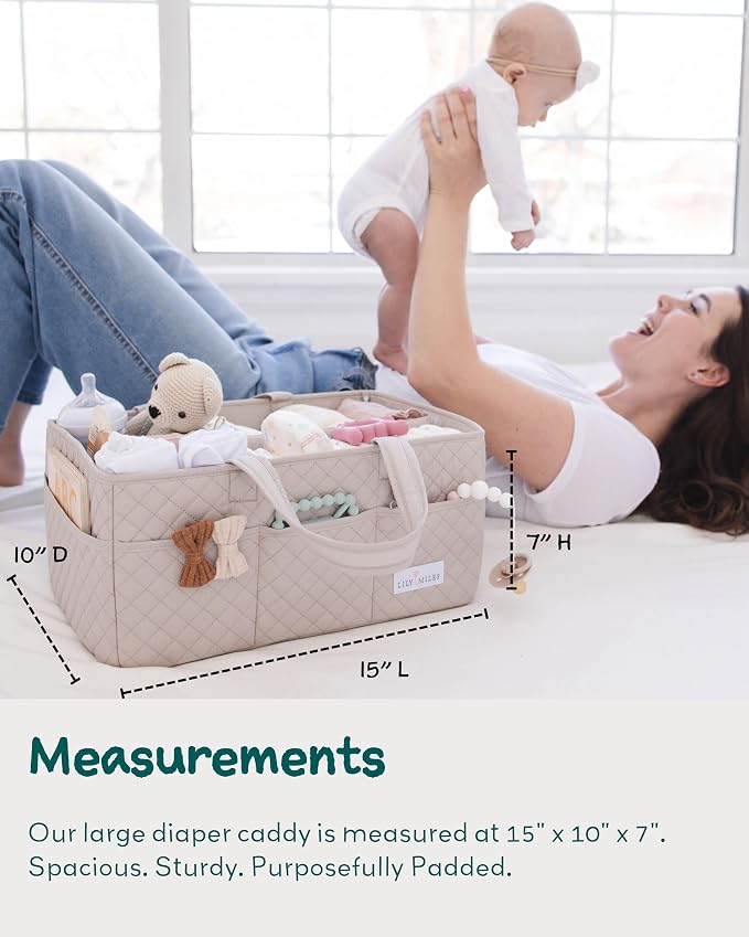 Lily Miles Baby Diaper Caddy Organizer, Quilted Nursery Storage Organizer - Image 5