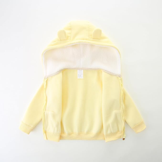 Baby Hoodie Sherpa Lined Zip up Light Fleece Jacket Solid Bear Coat Fall Winter - Image 2