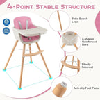 BABY JOY Convertible Baby High Chair, 3 in 1 Wooden Highchair/Booster/Chair - Image 5