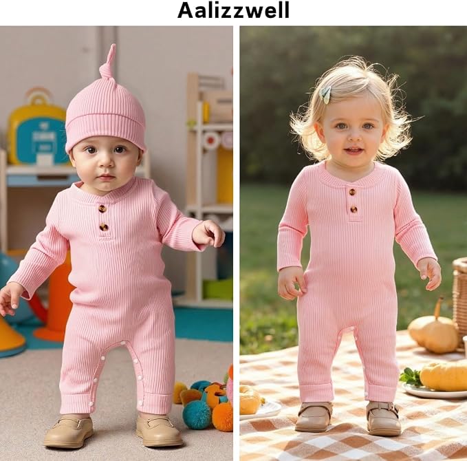 Aalizzwell Newborn Baby Ribbed Romper - Image 2