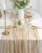 FEXIA 10 Pack Beige Gauz Table Runner 35x120 Inches Ivory Cheesecloth Rustic - Image 6