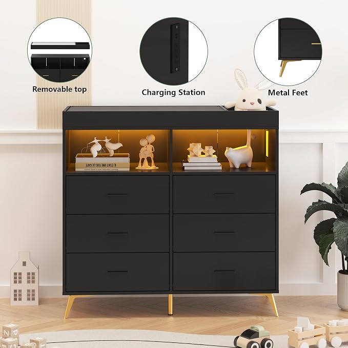 Changing Table Dresser with Drawers, Baby Dresser with Changing Table Top - Image 7