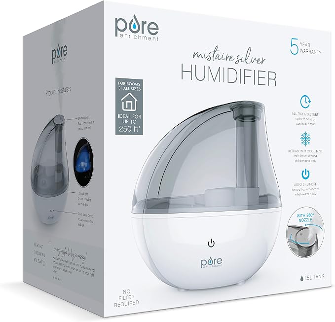 Pure Enrichment MistAire Silver Ultrasonic Cool Mist Humidifier - Image 9