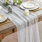 Artoid Mode Pearl Gauze Table Runner 120 Inch 10FT, Seasonal Sheer Dining by ArtoidMode