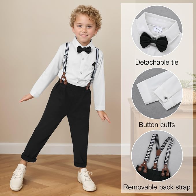 CARETOO Toddler Boy Clothes Suit Gentleman Wedding Outfits Kids Formal Dress - Image 3