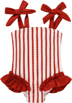 Happy Town Toddler Swimsuit Girl Solid Color Stripe One-Piece Baby Bathing Suits by HappyTown