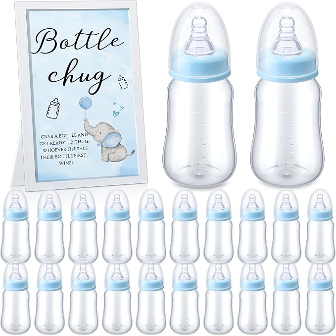 Roowest Bottle Chug Baby Shower Game Favors Including Blue Elephant Theme by Roowest