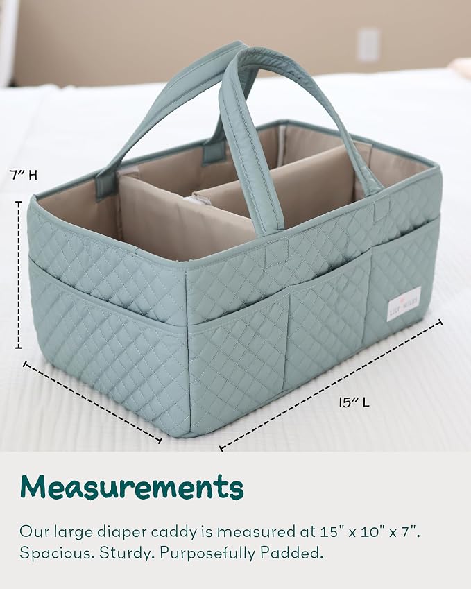 Lily Miles Baby Diaper Caddy Organizer, Quilted Nursery Storage Basket - Image 5