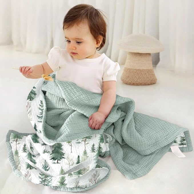 lulumoon Muslin Baby Blanket Neutral: Lightweight Cotton Blanket - Image 2