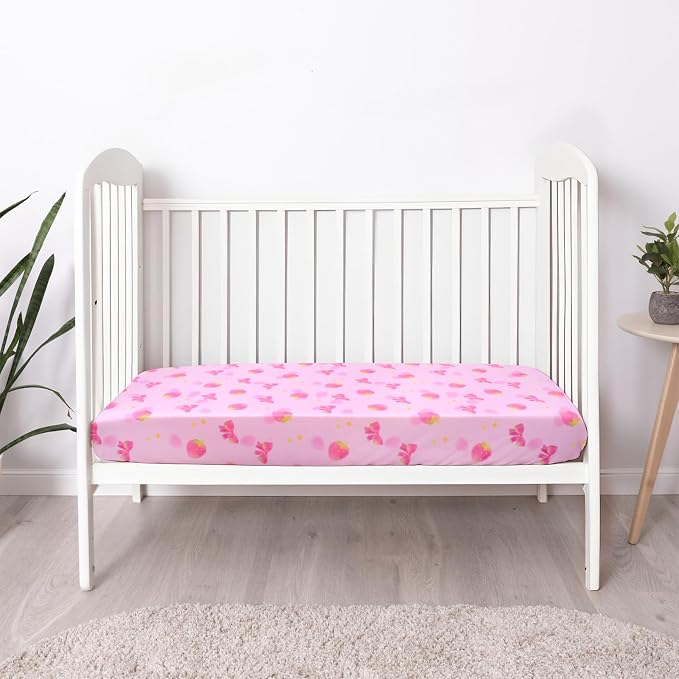 UOMNY Crib Sheet, Strawberry Bow Crib Sheets Baby Sheet - Image 4